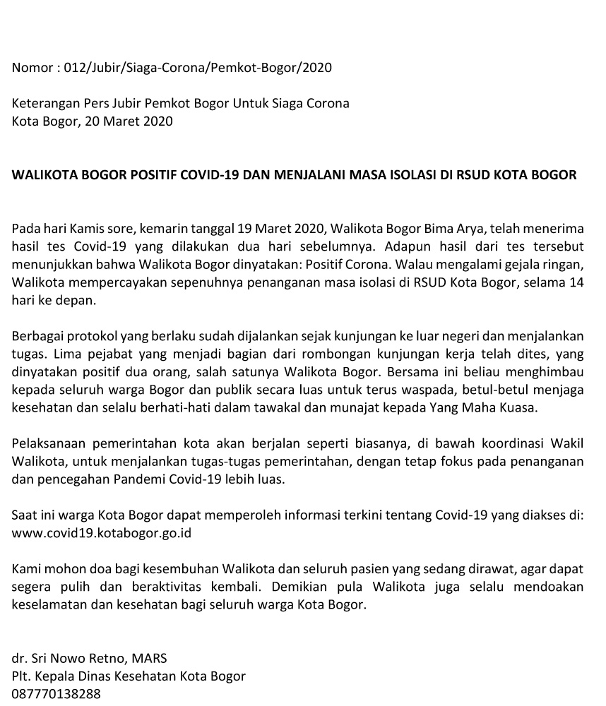 Keterangan pres jubir pemkot Bogor