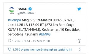 Bereaking News! Gempa Berkekuatan Magnitudo 6,6 Guncang Bali