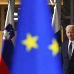 Presiden AS Joe Biden di markas besar Uni Eropa di Brussel. AFP 2022 / John Thys