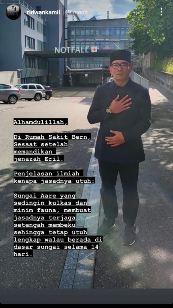 Ridwan Kamil Jelaskan Jasad Eril Masih Utuh Meski Dua Pekan Hanyut di Sungai Aare