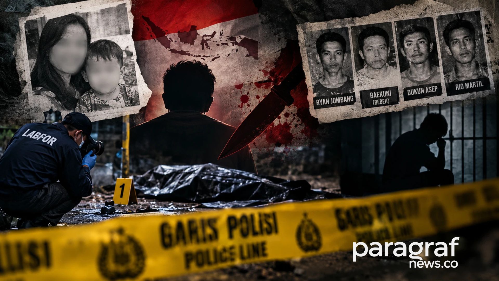 Ilustrasi rangkaian kasus pembunuhan yang menyita perhatian publik di Indonesia